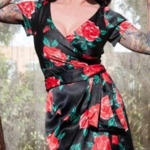 Pin up Girl Clothing Ava Dress Black Red Small
